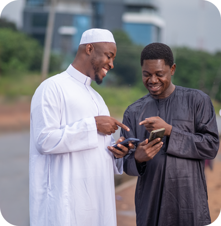 Split Content Two men holding phones
